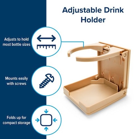 Camco ADJUSTABLE DRINK HOLDER, KHAKI (E/F) 44042